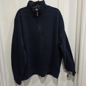 NWOT 2XL LANDS END Quarter Zip Sweater - Navy Blue